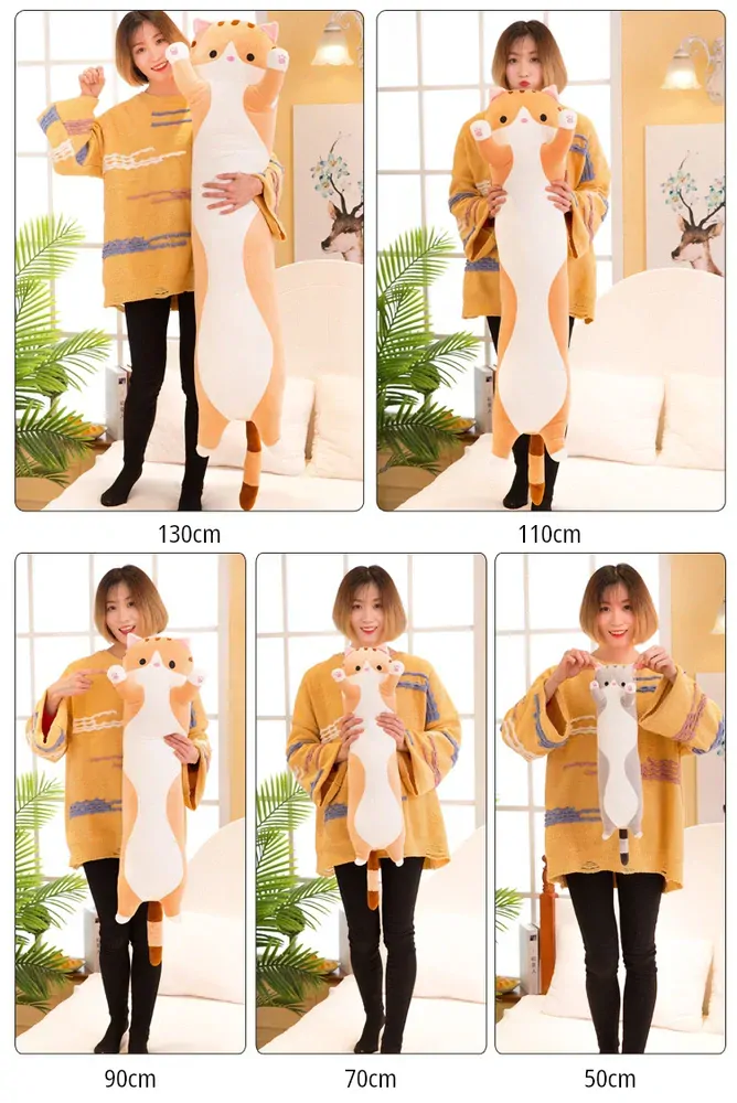 Roztomilý plyšový vankúš dlhá mačka 50cm