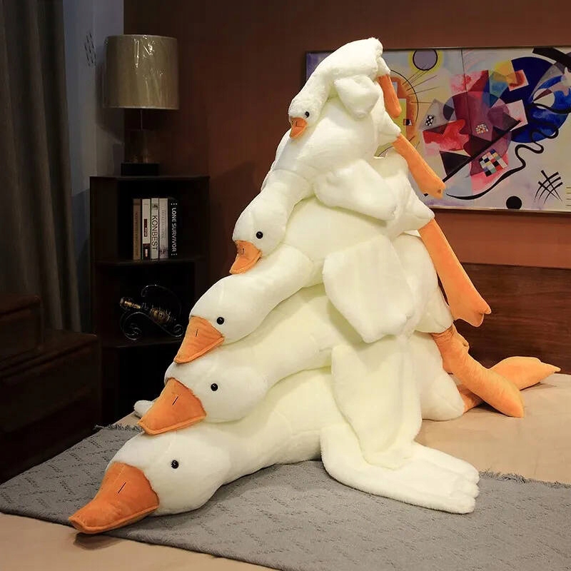 Hračka maskot hebká plyšová hus biela 70 cm