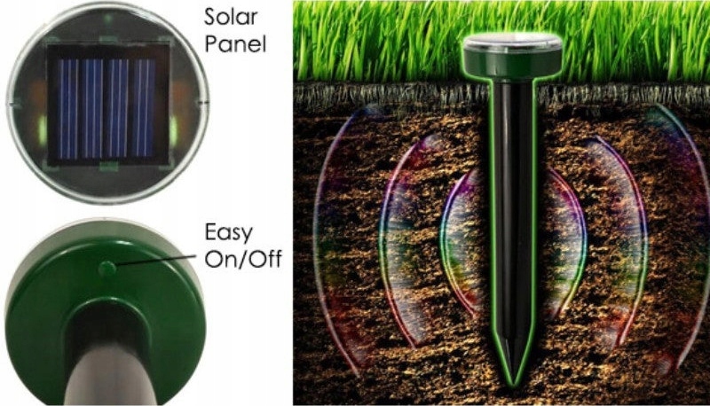 2x solární odpuzovaču hlodavců hraboši a krtků