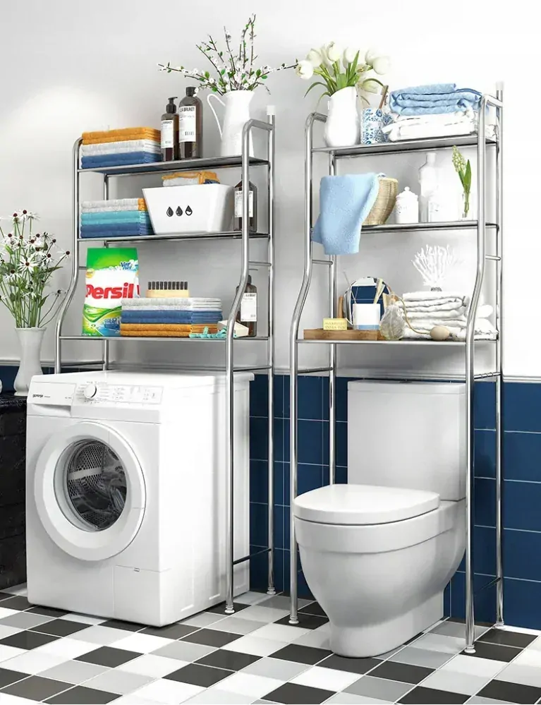 Kúpeľňová polička nad práčkou alebo WC kovová