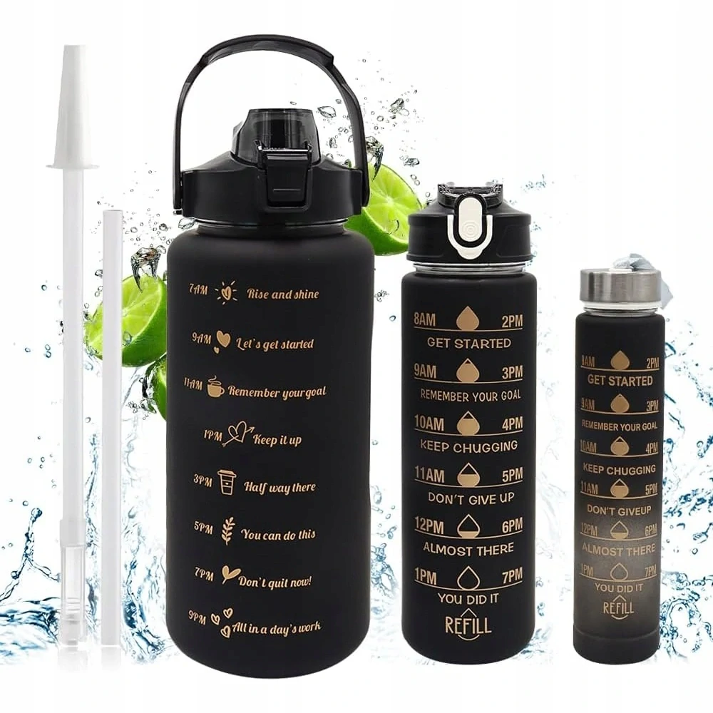 Sada 3 motivačných fliaš na vodu s odmerkou 3v1