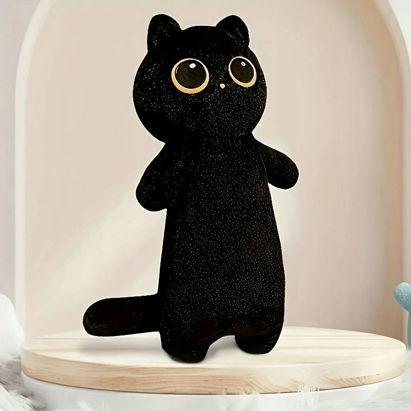 Plyšový vankúš dlhá mačka s veľkými očami 60cm