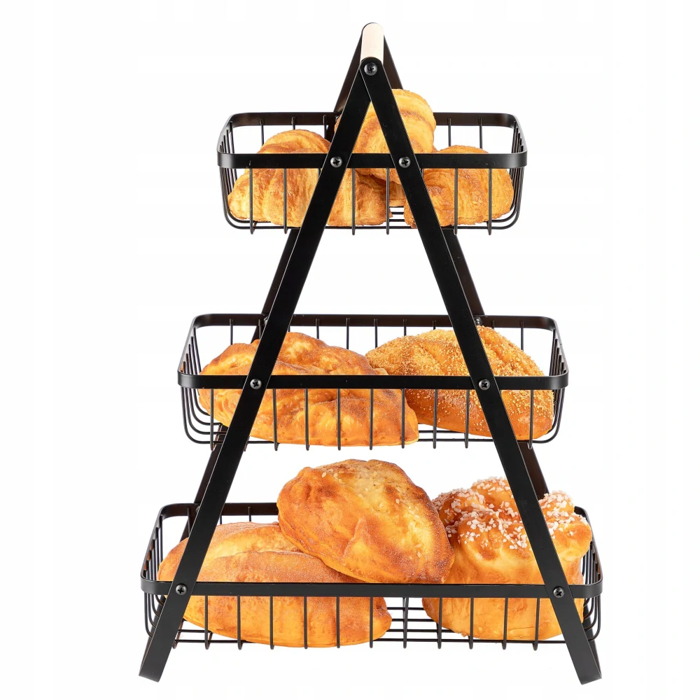 Kôš na ovocie a zeleninu kovový dekoratívny stojan trojposchodový