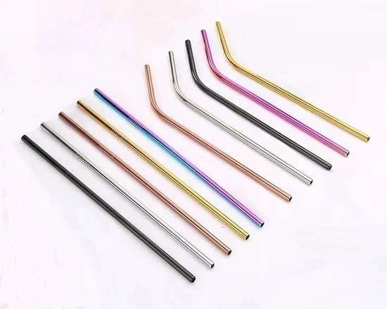 Nerezová slamky 10ks rovná + 2x kefka na čistenie