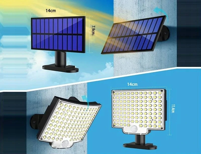 Solárne vonkajšie 108 LED osvetlenie pohybový senzor vodotesný