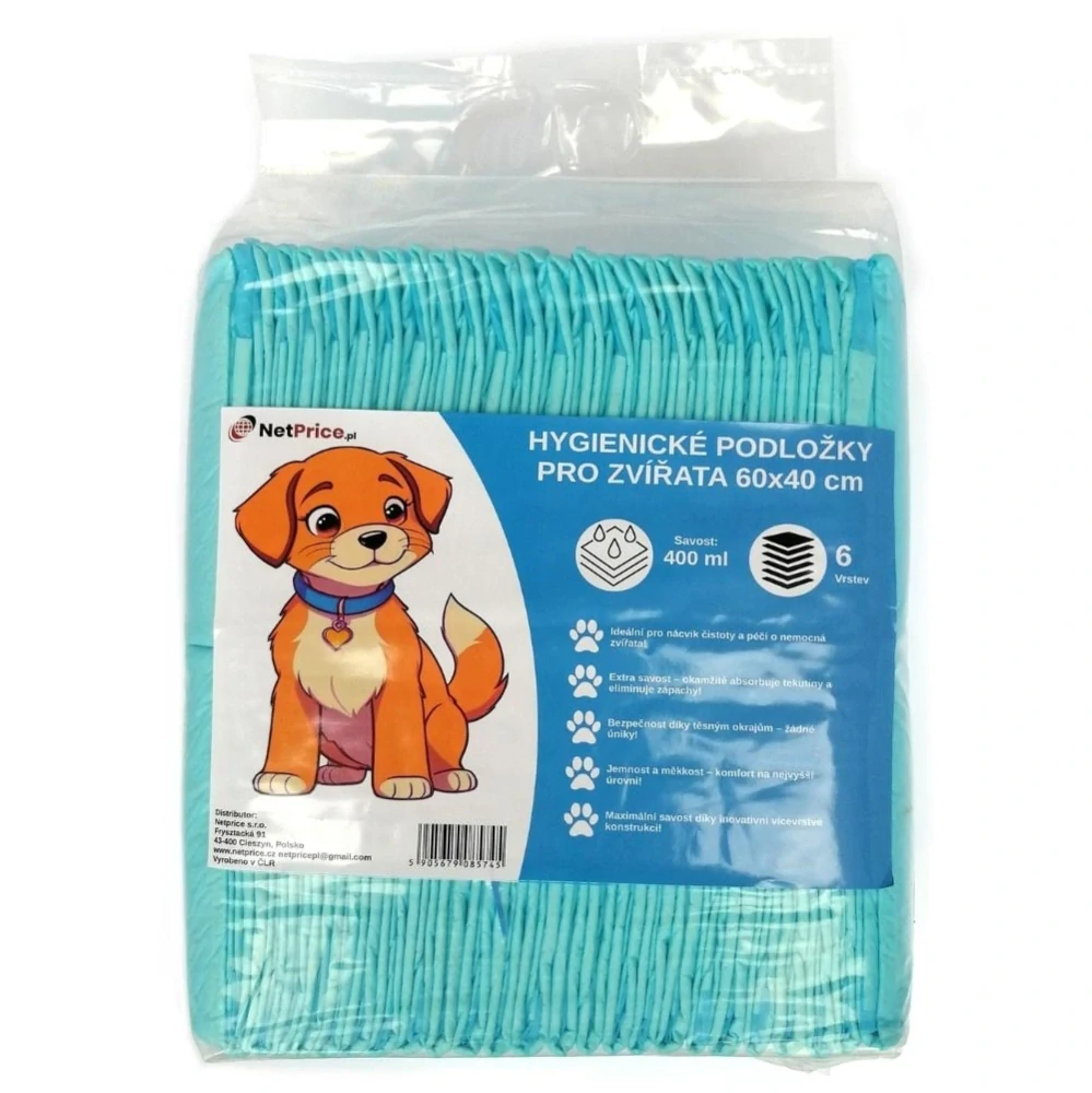 Hygienické podložky absorpčné 6 vrstvé pre psy a mačky 50 ks 60x40 cm
