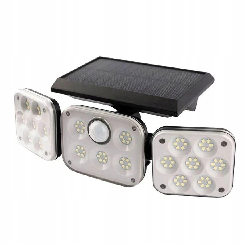Solárny LED reflektor s pohybovým a súmrakovým senzorom, vonkajší, 3 nastaviteľné moduly