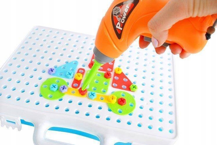 Mozaika detské puzzle plastové bloky + skrutkovač