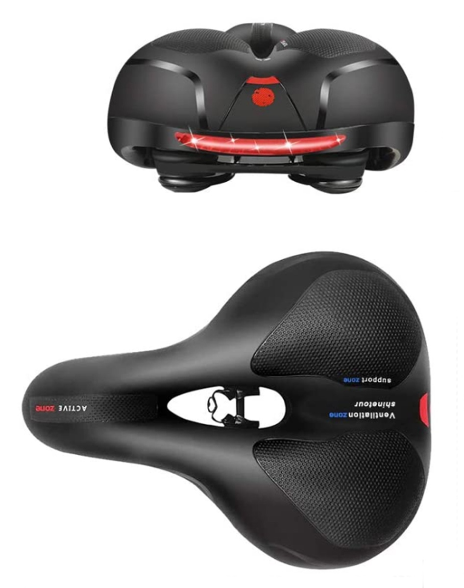 Pohodlné mäkké sedlo na bicykel so zadným svetlom