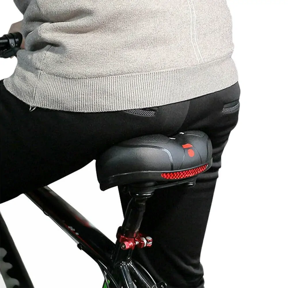 Pohodlné mäkké sedadlo na bicykli s reflektorom