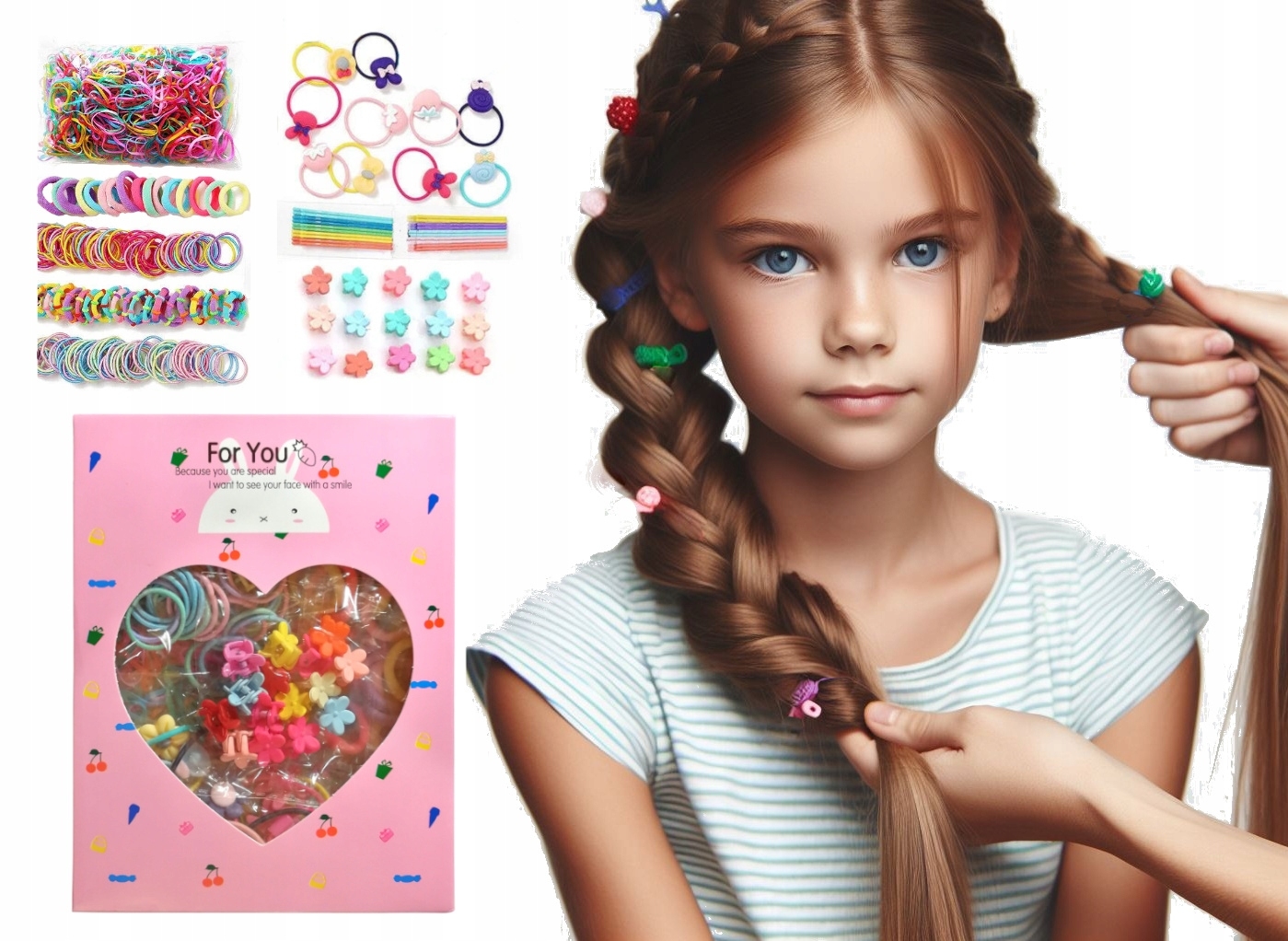 Súprava vlasových ozdôb a gumičiek na vrkôčiky pre dievčatá 1195 ks