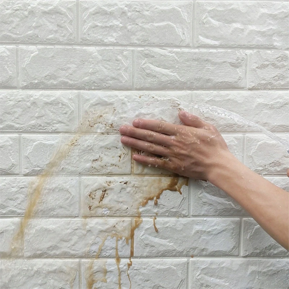 Panel samolepiaca penová tapeta 3D biela tehla kameň sada 10 ks dlaždíc 70x77cm