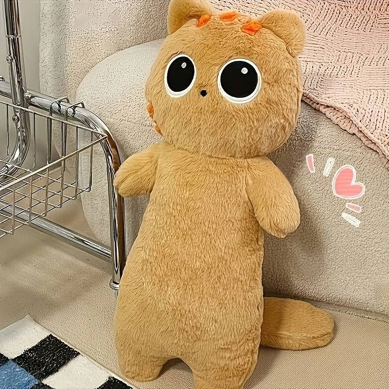 Plyšový vankúš dlhá mačka s veľkými očami 60cm
