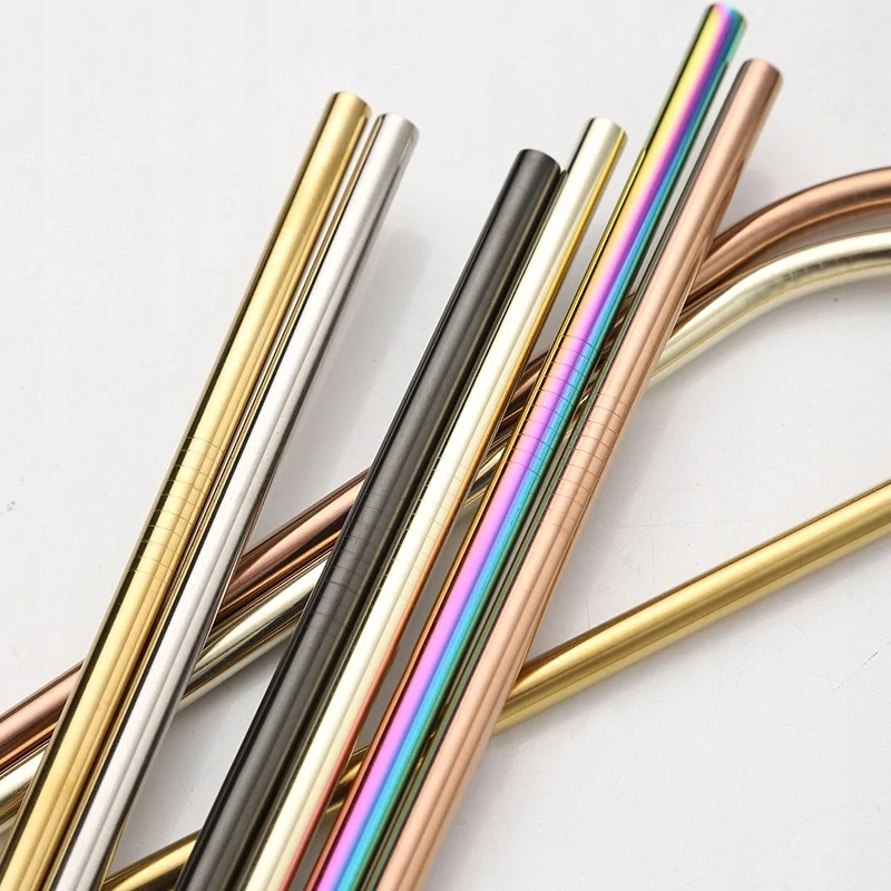 Nerezová slamky 10ks rovná + 2x kefka na čistenie