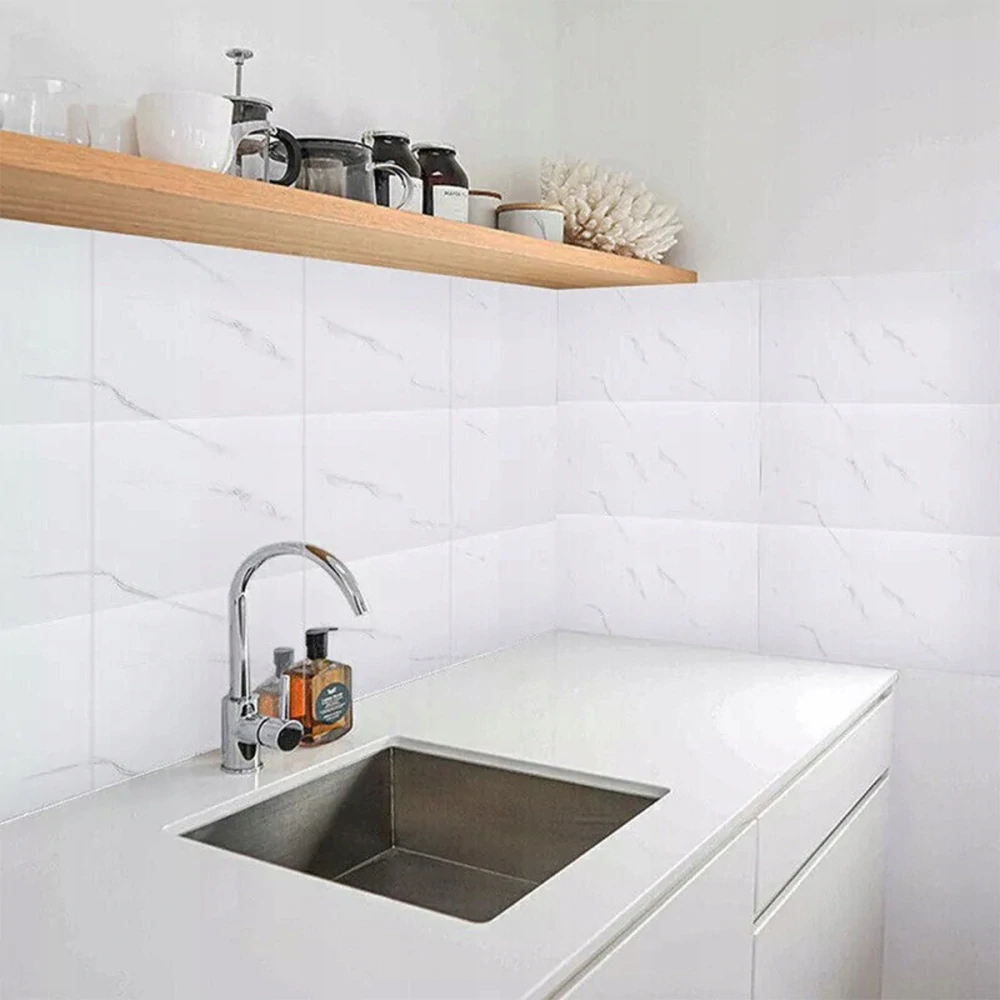 Panele samolepiaca biela mramorová penová tapeta nástenné 30x60cm 10 ks