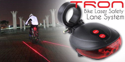 Zadné svetlo na bicykel s 5 led - 7 módov a 2 x laser