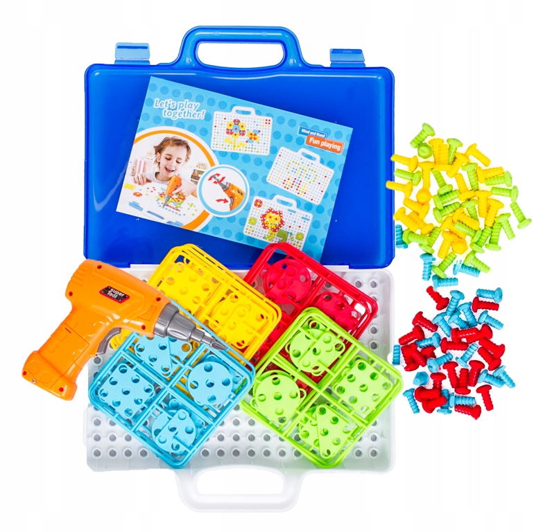 Mozaika detské puzzle plastové bloky + skrutkovač