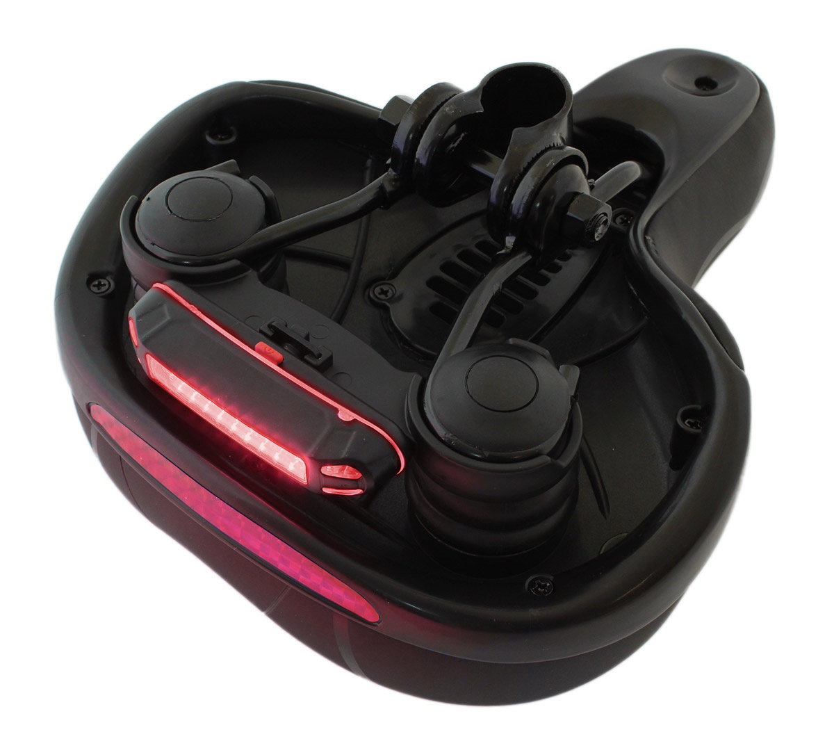 Pohodlné mäkké sedlo na bicykel so zadným svetlom