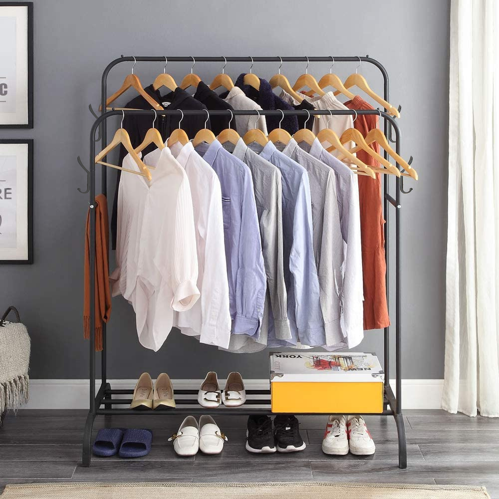 Dvojitý stojan, podlahový vešiak na oblečenie a obuv
