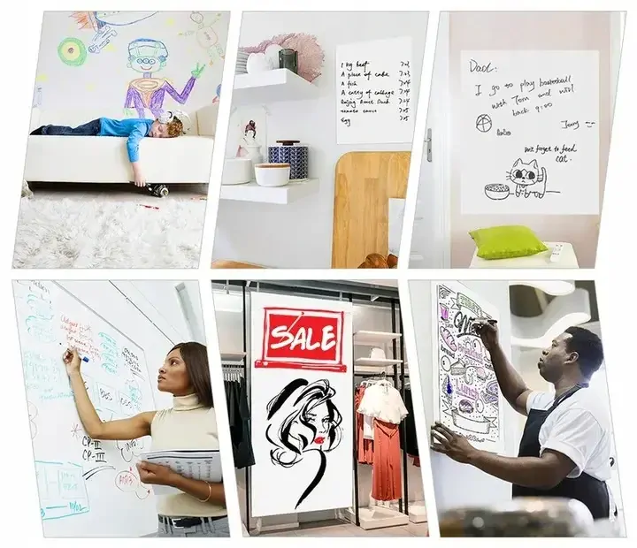 Biela samolepiaca tabuľa na kriedy + fixka 200x45cm