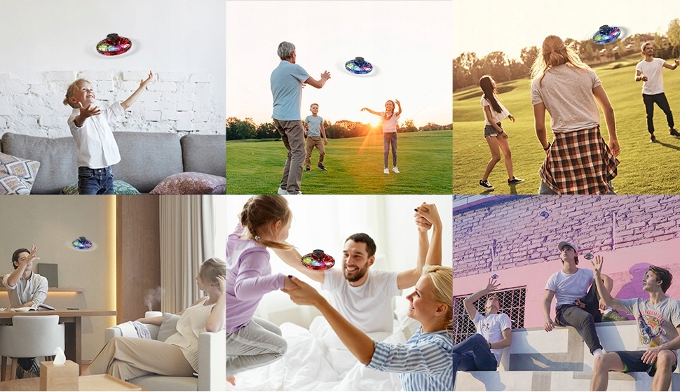 Lietajúci disk UFO levitujúci drone s LED svetlom Flying spinner