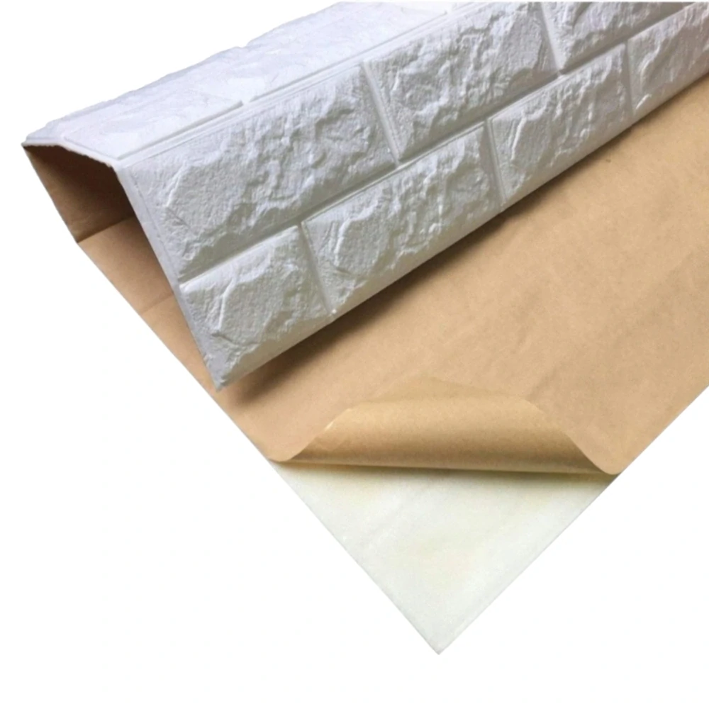 Panel samolepiaca penová tapeta 3D biela tehla kameň sada 10 ks dlaždíc 70x77cm
