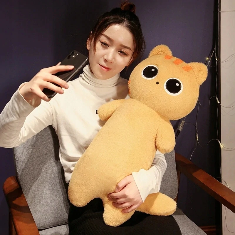 Plyšový vankúš dlhá mačka s veľkými očami 60cm