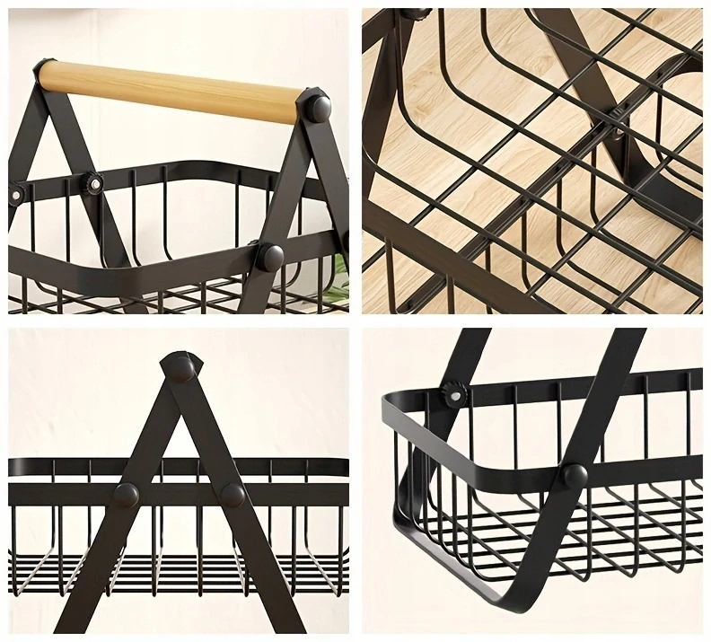 Kôš na ovocie a zeleninu kovový dekoratívny stojan trojposchodový