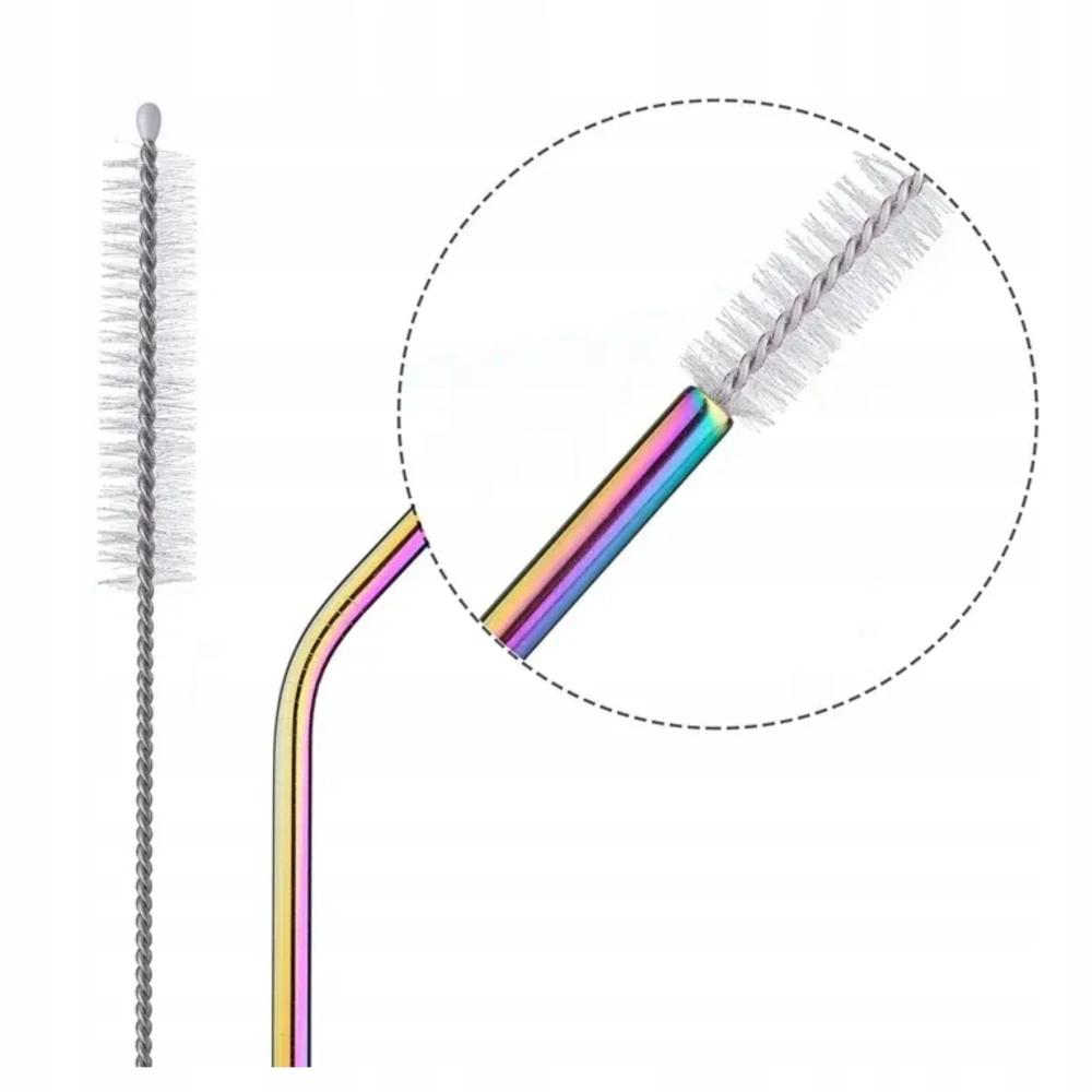 Nerezová slamky 10ks rovná + 2x kefka na čistenie