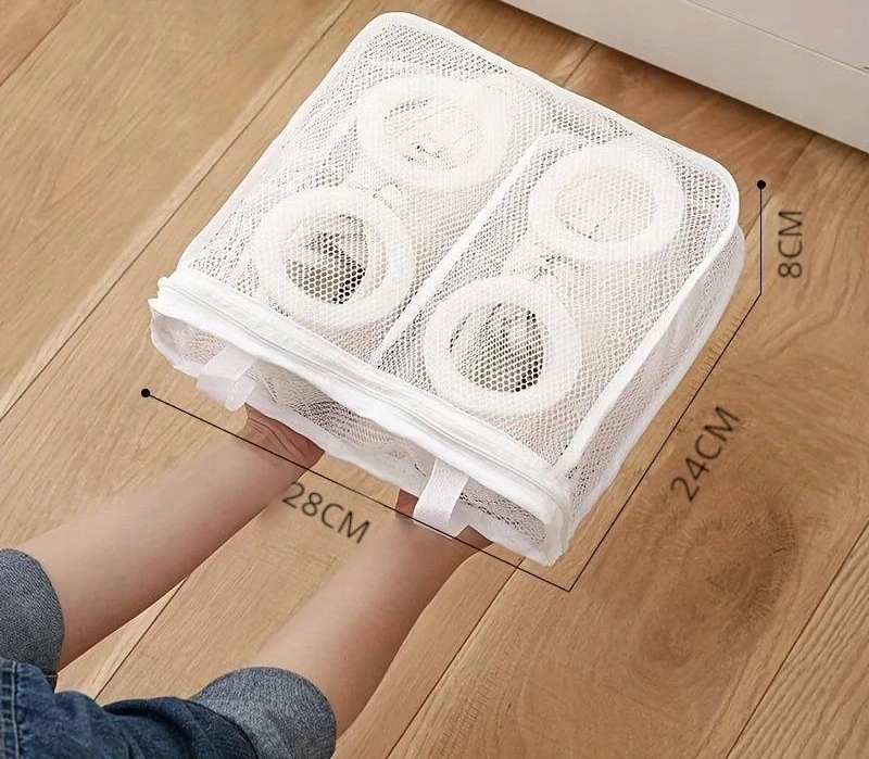 Veľkokapacitná taška sieťovaná na pranie topánok ponožiek so zipsom
