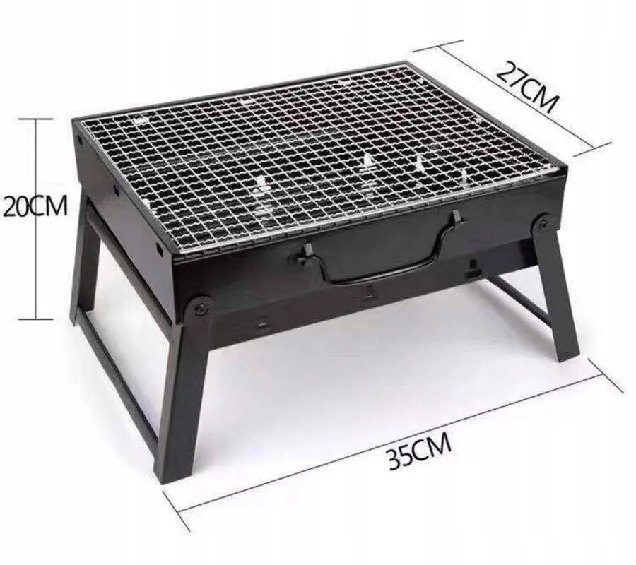 Prenosný cestovný skladací gril na drevené uhlie