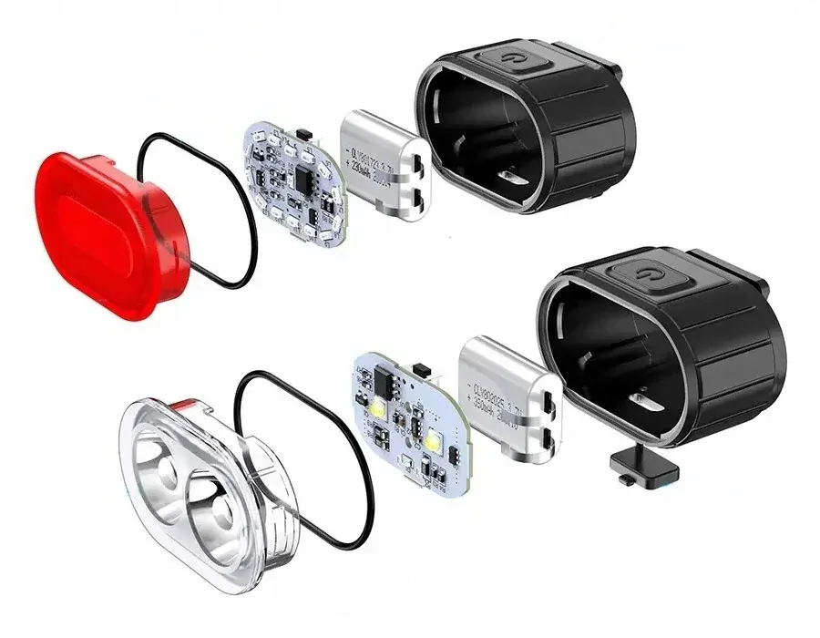 Vodeodolné LED svetlá na bicykel, súprava predná + zadná