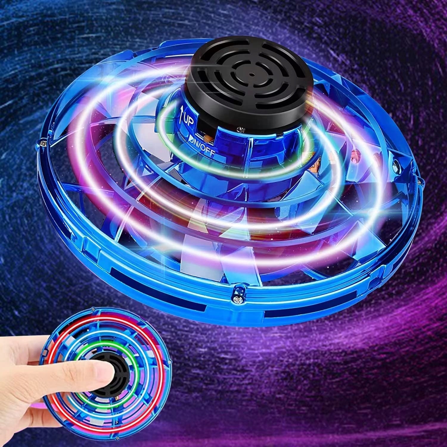 Lietajúci disk UFO levitujúci drone s LED svetlom Flying spinner