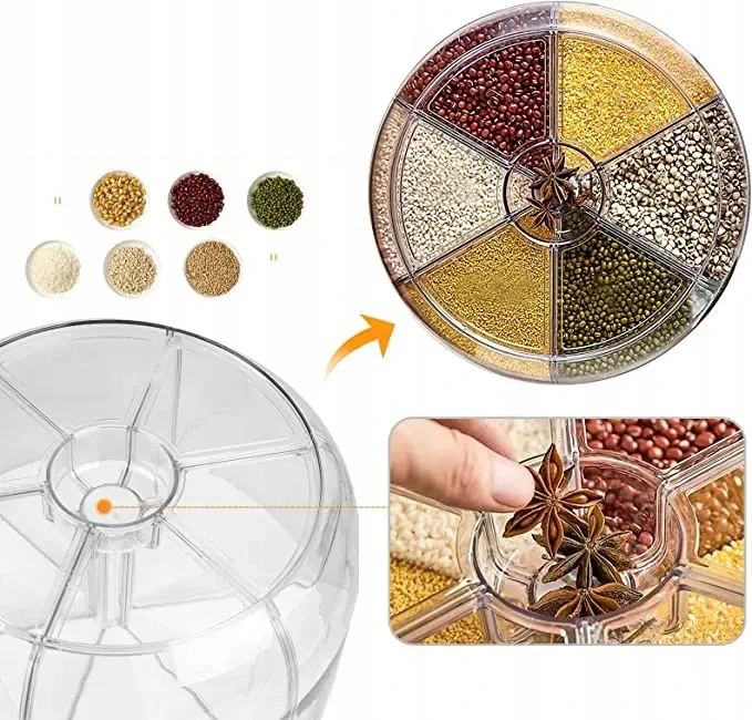 Dávkovač otočná nádoba na skladovanie suchých potravín biela