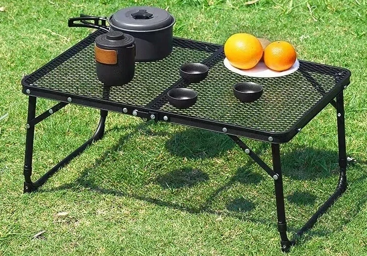 Turistický stôl hliníkový sieťovaný stolík skladací ľahký 60x40