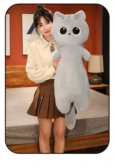 Plyšový vankúš dlhá mačka s veľkými očami 60cm