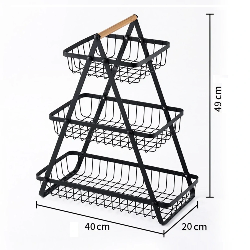 Kôš na ovocie a zeleninu kovový dekoratívny stojan trojposchodový