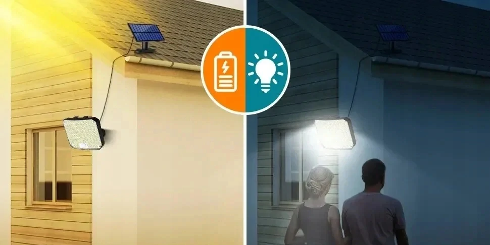 Solárne vonkajšie 108 LED osvetlenie pohybový senzor vodotesný