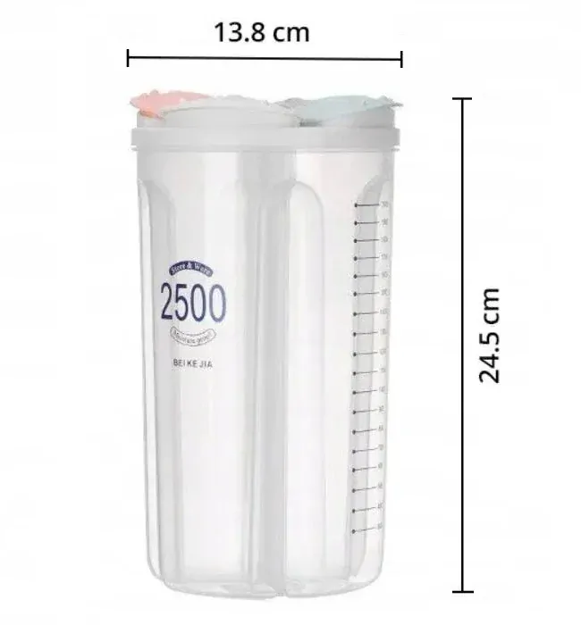 Zásobník na sypké produkty cestoviny obilniny 4 priehradky 2500ml