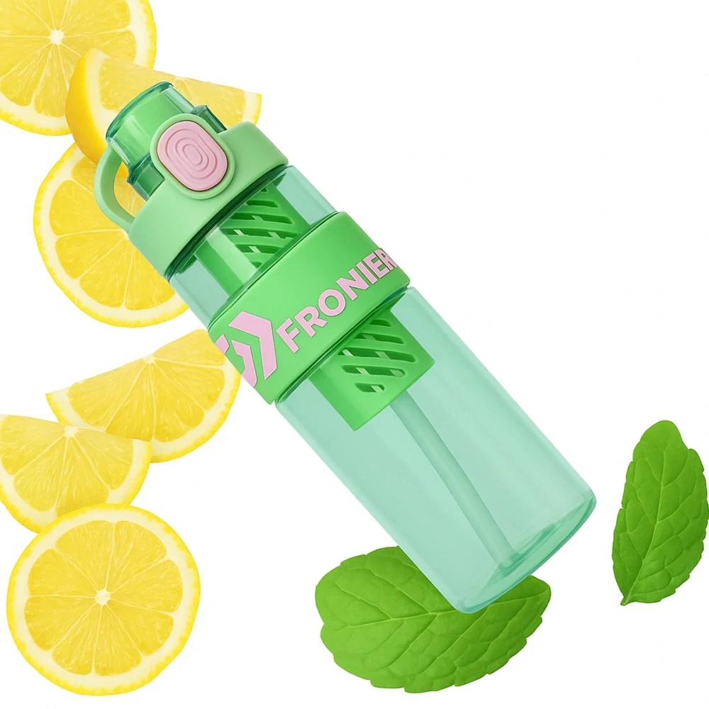 Fľaša na vodu s infuzérom a slamkou – 650 ml