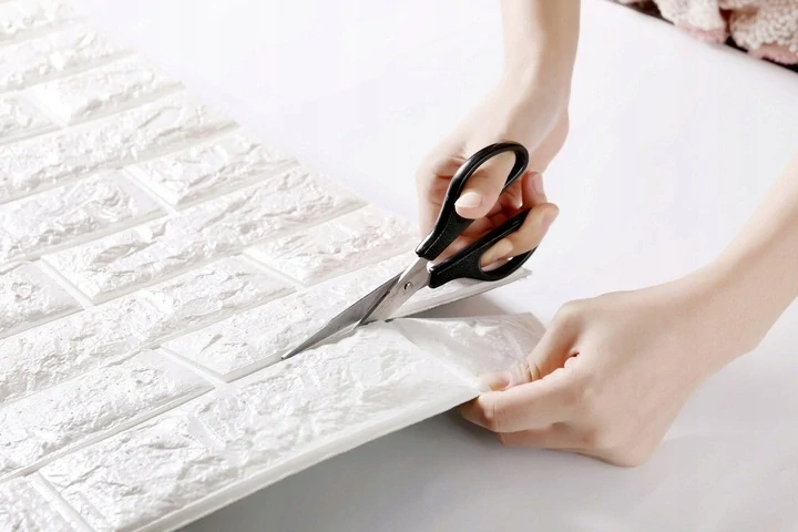 Panel samolepiaca penová tapeta 3D biela tehla kameň sada 10 ks dlaždíc 70x77cm