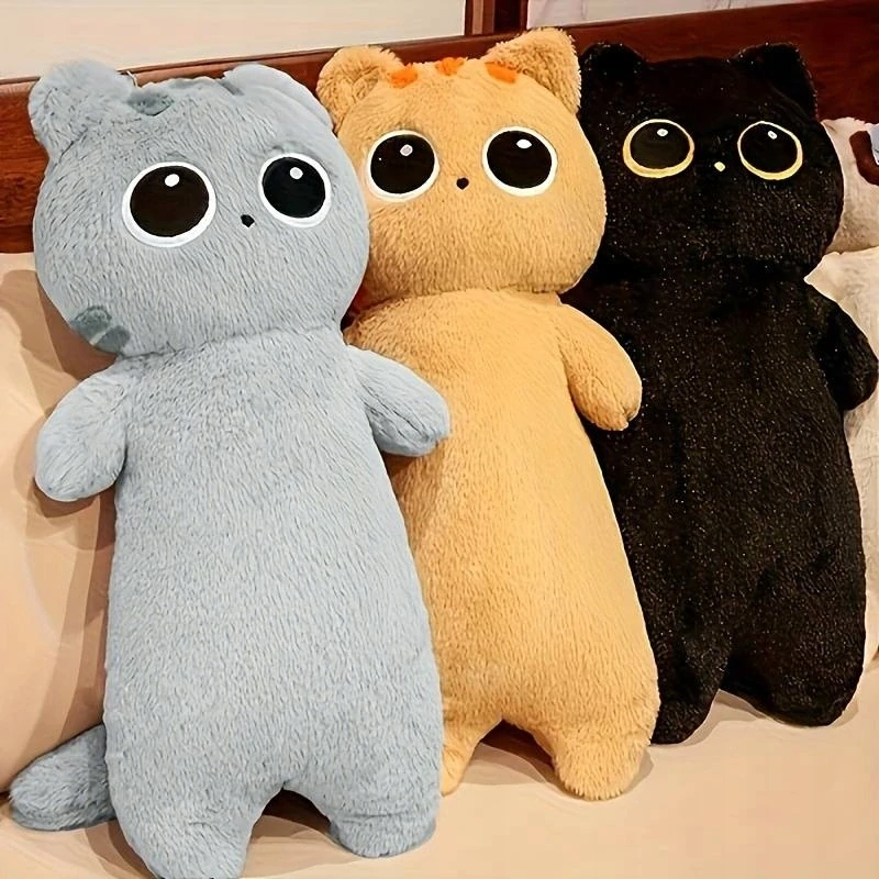 Plyšový vankúš dlhá mačka s veľkými očami 60cm