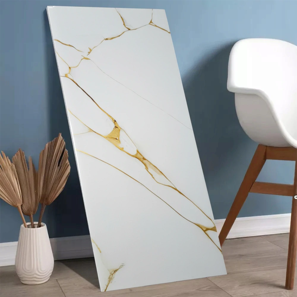 Panele samolepiace biela a zlaté mramorová penová tapeta nástenné 30x60cm 10 ks