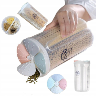 Zásobník na sypké produkty cestoviny obilniny 4 priehradky 2500ml