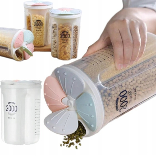 Zásobník na sypké produkty cestoviny obilniny 4 priehradky 2000ml