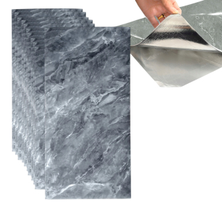Panele samolepiace tmavo seda mramorová penová tapeta nástenné 30x60cm 10 ks