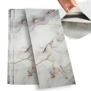 Panele samolepiaca šedá s odbojeniami mramorová penová tapeta nástenné 30x60cm 10 ks