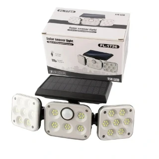 Solárny LED reflektor s pohybovým a súmrakovým senzorom, vonkajší, 3 nastaviteľné moduly